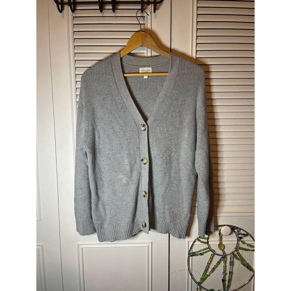 Cozy Earth Oversized Classic Cardigan Grey Size Small